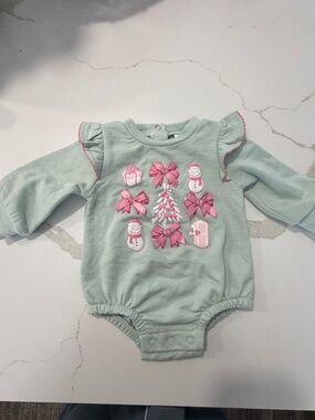 Long sleeve baby girl holiday onesie